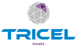 Tricel Logo featuring the Tricel Pumps Colours bue and purple