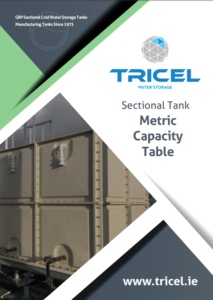 A table with metric measurements for sectional tank capacities, facilitating easy reference for tank sizing and volume calculations."